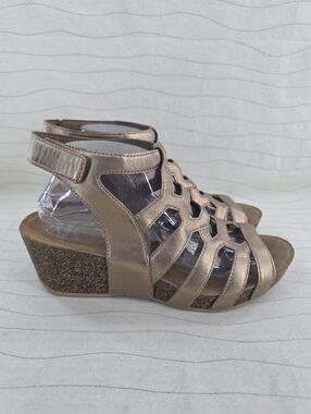 Dansko Womens Selina Gladiator Bronze Leather Wedge Heel Sandals Size 40 EU